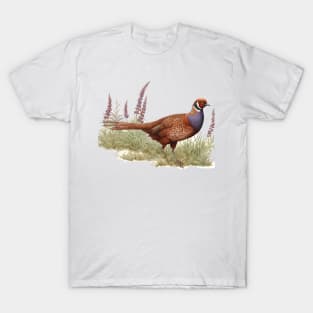 Pheasant with Grass and flowers T-Shirt